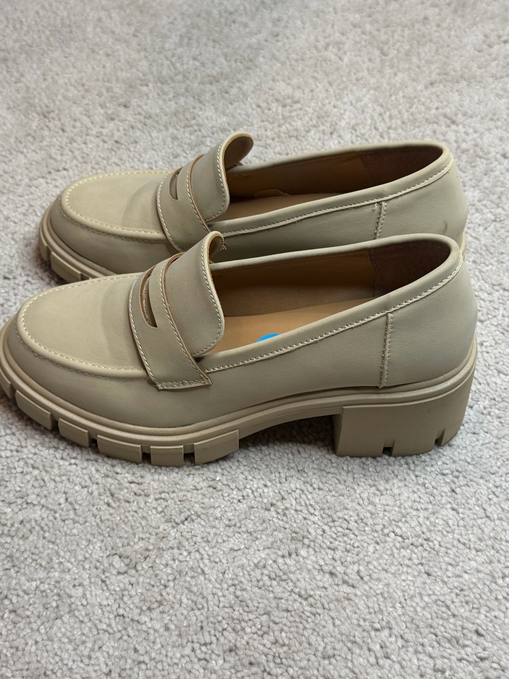 Chunky Platform Penny Loafers in Beige - Picture 4 of 5